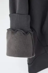 TRENDYOLMİLLA Teen Anthracite Thick Hooded with pocket Asymmetric Knitting Sweatshirt - Image 6