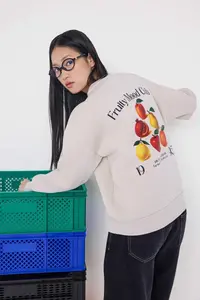 TRENDYOLMİLLA Stone Back Printed Oversized/Wide Pattern Thick Inside Fleece Knitting Sweatshirt