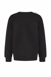 TRENDYOLMİLLA Teen Black Light Shouldered Slogan Embroidered Thick Fleece Lined Knitting Sweatshirt - Image 7