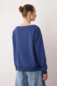 TRENDYOLMİLLA Teen Navy Blue 2 Sets Off Shoulder Knitting Sweatshirt - Image 5
