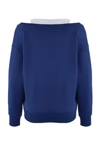 TRENDYOLMİLLA Teen Navy Blue 2 Sets Off Shoulder Knitting Sweatshirt - Image 7