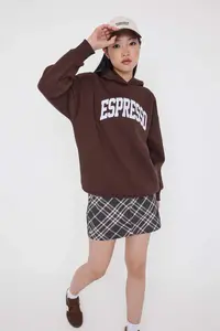 TRENDYOLMİLLA Teen Dark Brown Oversized/Wide Pattern Embroidered Knitting Sweatshirt - Image 2