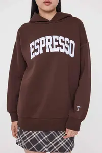 TRENDYOLMİLLA Teen Dark Brown Oversized/Wide Pattern Embroidered Knitting Sweatshirt - Image 3