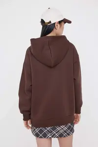 TRENDYOLMİLLA Teen Dark Brown Oversized/Wide Pattern Embroidered Knitting Sweatshirt - Image 4