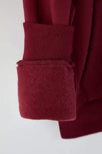 TRENDYOLMİLLA Teen Burgundy Hooded Thick Half Patch with Fleece Inside Zippered with pocket Knitting Sweatshirt - Image 6