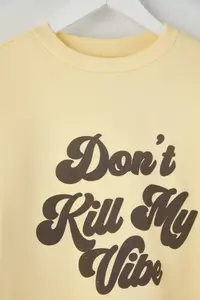 TRENDYOLMİLLA Teen Yellow Embossed Slogan Printed Oversized/Wide Pattern Thick Knitting Sweatshirt - Image 6