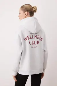 TRENDYOLMİLLA Snow Melange Embroidered Oversized/Wide Pattern Thick Fleece Inside Knitting Sweatshirt - Image 5