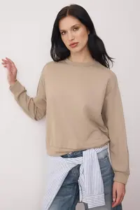 TRENDYOLMİLLA Mink Camisole Detailed Oversized/Wide Pattern Soft Fabric Flexible Knitted Sweatshirt - Image 3