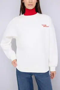 TRENDYOLMİLLA Teen Ecru Back Tomato Printed Oversized/Wide Pattern Knitting Sweatshirt - Image 3