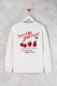 TRENDYOLMİLLA Teen Ecru Back Tomato Printed Oversized/Wide Pattern Knitting Sweatshirt - Image 8