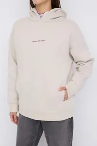 TRENDYOLMİLLA Teen Stone Hooded Back Angel Printed Thick Oversized Knitting Sweatshirt with Fleece Inside - Image 3