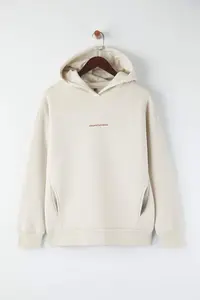 TRENDYOLMİLLA Teen Stone Hooded Back Angel Printed Thick Oversized Knitting Sweatshirt with Fleece Inside - Image 6