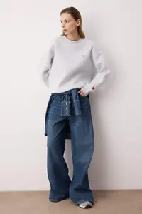 TRENDYOLMİLLA Kar Melange Knitting Sweatshirt