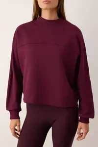 TRENDYOLMİLLA Plum Oversized/Wide Pattern Dog collar Thick Fleece Inside Knitting Sweatshirt - Image 3