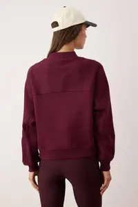TRENDYOLMİLLA Plum Oversized/Wide Pattern Dog collar Thick Fleece Inside Knitting Sweatshirt - Image 4