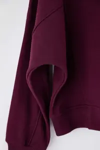 TRENDYOLMİLLA Plum Oversized/Wide Pattern Dog collar Thick Fleece Inside Knitting Sweatshirt - Image 6