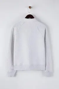 TRENDYOLMİLLA Gray Melange Patchwork Regular/Normal Pattern Thick Fleece Inside Knitting Sweatshirt - Image 6