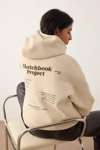 TRENDYOLMİLLA Stone Thick Fleece Inside Hooded Slogan Printed Boxy Fit Knitting Sweatshirt - Image 2
