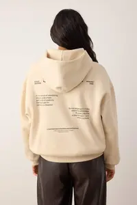 TRENDYOLMİLLA Stone Thick Fleece Inside Hooded Slogan Printed Boxy Fit Knitting Sweatshirt - Image 4