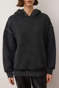 TRENDYOLMİLLA Anthracite Oversized T-shirt and Washable Thick Fleece Inside Knitting Sweatshirt - Image 3