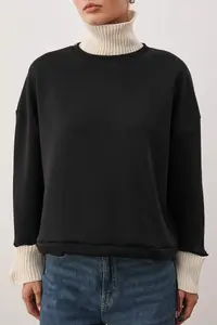 TRENDYOLMİLLA Black Knitwear Garnished Oversized/Wide Pattern Knitting Sweatshirt - Image 3