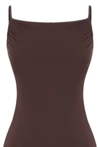 TRENDYOLMİLLA Brown Body-Fitting Off-Shoulder Neck Midi Flexible Knitting Pen Dress - Image 6
