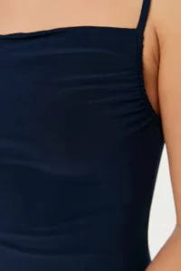 TRENDYOLMİLLA Navy Blue Fitted Off-Shoulder Neck Midi Sleeveless Flexible Knitting Midi Pen Dress - Image 4