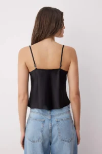 TRENDYOLMİLLA Black Sleeveless Off-Shoulder Neck Satin Weaving Blouse - Image 5