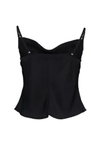 TRENDYOLMİLLA Black Sleeveless Off-Shoulder Neck Satin Weaving Blouse - Image 8