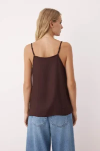 TRENDYOLMİLLA Dark Brown Basic Sleeveless Weaving Blouse - Image 4