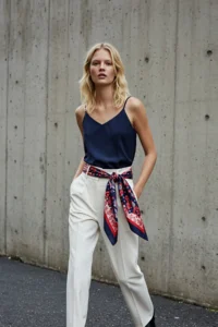 TRENDYOLMİLLA Dark Navy Basic Sleeveless Weaving Blouse