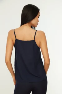 TRENDYOLMİLLA Dark Navy Basic Sleeveless Weaving Blouse - Image 7