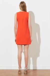TRENDYOLMİLLA Pomegranate Plain Kesim Sleeveless Crew Neck Mini Weaving Dress - Image 5