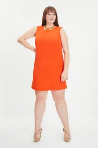 TRENDYOLMİLLA Pomegranate Plain Kesim Sleeveless Crew Neck Mini Weaving Dress - Image 8