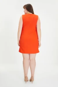 TRENDYOLMİLLA Pomegranate Plain Kesim Sleeveless Crew Neck Mini Weaving Dress - Image 9