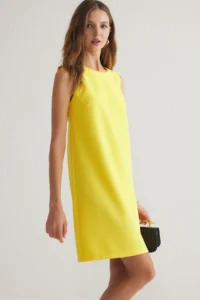 TRENDYOLMİLLA Yellow Plain Kesim Mini Weaving Dress - Image 2