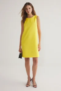 TRENDYOLMİLLA Yellow Plain Kesim Mini Weaving Dress - Image 3