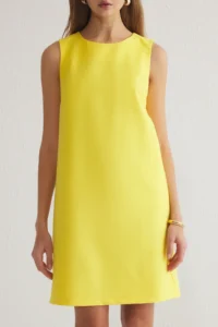TRENDYOLMİLLA Yellow Plain Kesim Mini Weaving Dress - Image 4