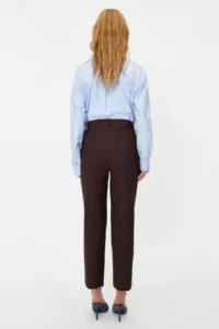 TRENDYOLMİLLA Dark Brown Basic Cigarette Weaving Dress Pants - Image 6