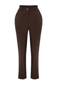 TRENDYOLMİLLA Dark Brown Basic Cigarette Weaving Dress Pants - Image 7
