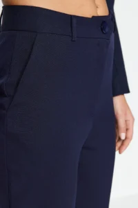 TRENDYOLMİLLA Navy Blue Basic Cigarette skinny Leg Weaving Dress Pants - Image 5