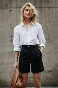 TRENDYOLMiLLA Black with pocket Regular Pattern Weaving Shorts - Image 3