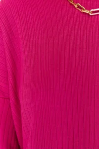 TRENDYOLMİLLA Fuchsia Wide Pattern Basic Fitted Knitwear Top and Bottom Set - Image 4
