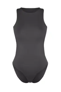TRENDYOLMİLLA Anthracite Barbell Collar Fitted Flexible Bottom snaps Knitting Bodysuit .D.0044 - Image 7