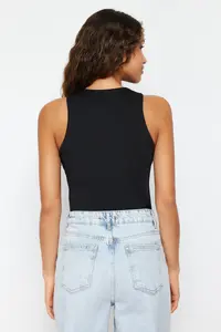 TRENDYOLMİLLA Black Barbell Collar Fitted Flexible Bottom snaps Knitting Bodysuit .D.0044 - Image 5