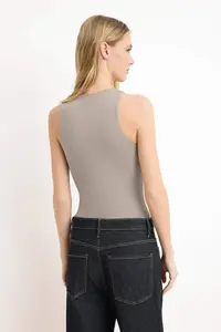 TRENDYOLMİLLA Mink Barbell Collar Fitted Flexible Bottom snaps Knitting Bodysuit .D.0044 - Image 4