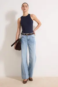 TRENDYOLMİLLA Navy Blue Barbell Collar Fitted Flexible Bottom snaps Knitting Bodysuit .D.0044 - Image 2