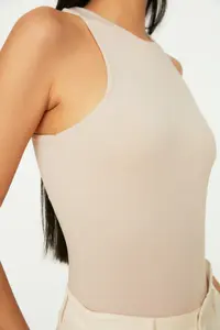 TRENDYOLMİLLA Stone Barbell Collar Fitted Flexible Bottom snaps Knitting Bodysuit .D.0044 - Image 4