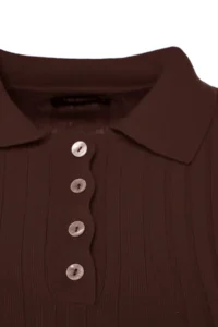 TRENDYOLMİLLA Brown Basic Polo Shirt Shirt Collar T-Shirt Look Knitwear Thin Blouse - Image 11