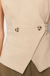 TRENDYOLMİLLA Mink Weaving Bonnet Button Detailed Double breasted Blouse - Image 6